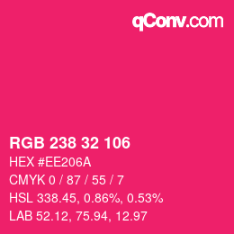 Color code: RGB 238 32 106 | qconv.com