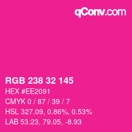 Color code: RGB 238 32 145 | qconv.com