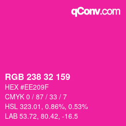 Color code: RGB 238 32 159 | qconv.com