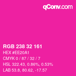 Color code: RGB 238 32 161 | qconv.com