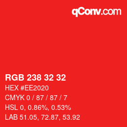 Color code: RGB 238 32 32 | qconv.com