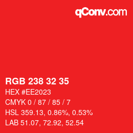 Color code: RGB 238 32 35 | qconv.com