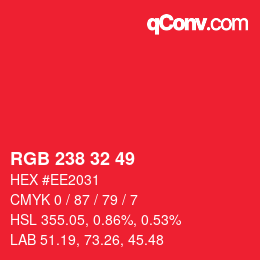 Color code: RGB 238 32 49 | qconv.com