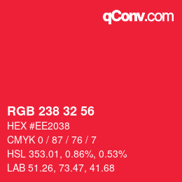 Color code: RGB 238 32 56 | qconv.com