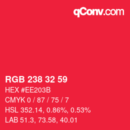 Color code: RGB 238 32 59 | qconv.com