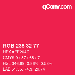Color code: RGB 238 32 77 | qconv.com