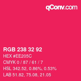 Color code: RGB 238 32 92 | qconv.com
