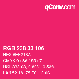 Color code: RGB 238 33 106 | qconv.com