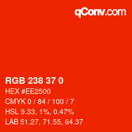 Color code: RGB 238 37 0 | qconv.com