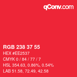 カラーコード: RGB 238 37 55 | qconv.com