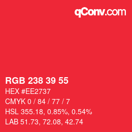 Código de color: RGB 238 39 55 | qconv.com