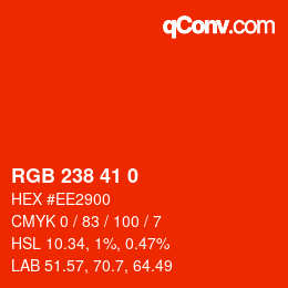 Color code: RGB 238 41 0 | qconv.com