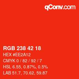 カラーコード: RGB 238 42 18 | qconv.com