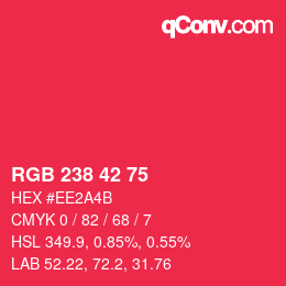 Code couleur: RGB 238 42 75 | qconv.com