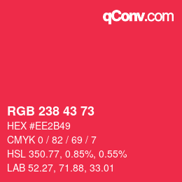 颜色代码: RGB 238 43 73 | qconv.com