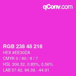 颜色代码: RGB 238 48 218 | qconv.com