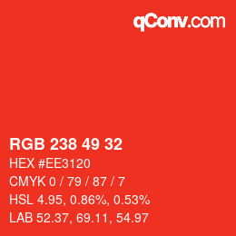 カラーコード: RGB 238 49 32 | qconv.com