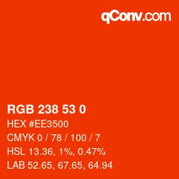 Color code: RGB 238 53 0 | qconv.com