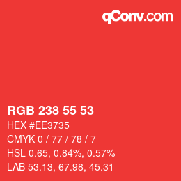 Color code: RGB 238 55 53 | qconv.com