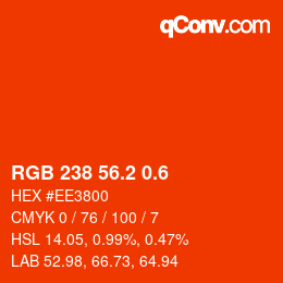 カラーコード: RGB 238 56.2 0.6 | qconv.com