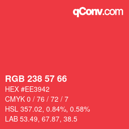 カラーコード: RGB 238 57 66 | qconv.com