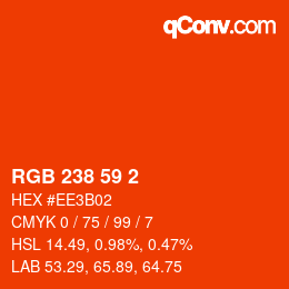 颜色代码: RGB 238 59 2 | qconv.com