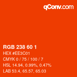 カラーコード: RGB 238 60 1 | qconv.com