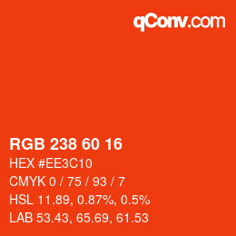 カラーコード: RGB 238 60 16 | qconv.com