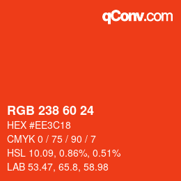 カラーコード: RGB 238 60 24 | qconv.com