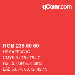 カラーコード: RGB 238 60 60 | qconv.com