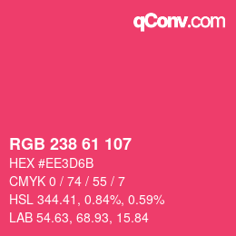 Color code: RGB 238 61 107 | qconv.com