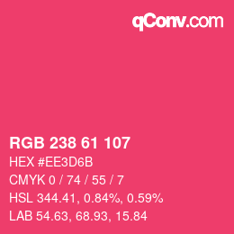 Color code: RGB 238 61 107 | qconv.com