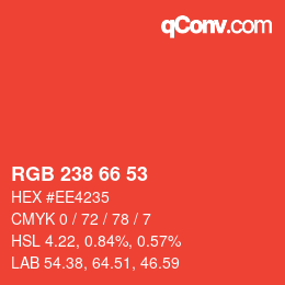 カラーコード: RGB 238 66 53 | qconv.com