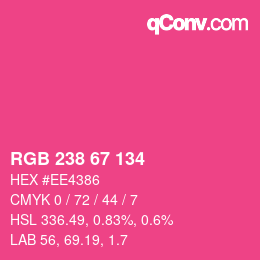 Color code: RGB 238 67 134 | qconv.com