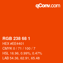 Color code: RGB 238 68 1 | qconv.com