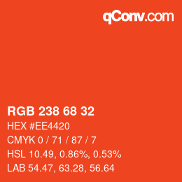 Color code: RGB 238 68 32 | qconv.com