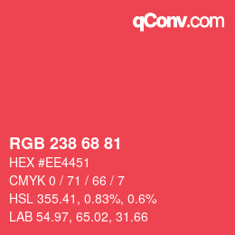 Color code: RGB 238 68 81 | qconv.com