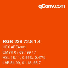 カラーコード: RGB 238 72.8 1.4 | qconv.com