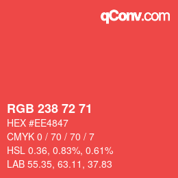 Color code: RGB 238 72 71 | qconv.com