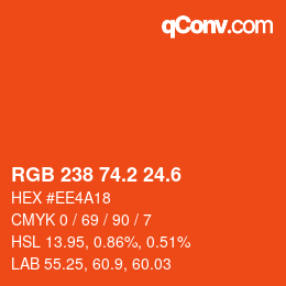 カラーコード: RGB 238 74.2 24.6 | qconv.com