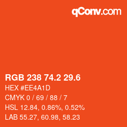 カラーコード: RGB 238 74.2 29.6 | qconv.com