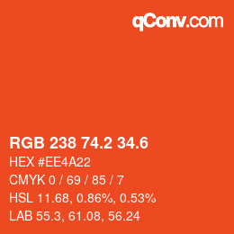 カラーコード: RGB 238 74.2 34.6 | qconv.com