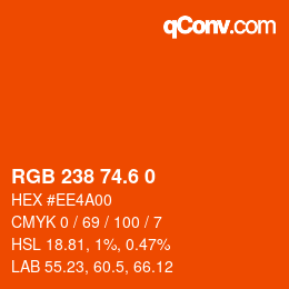 カラーコード: RGB 238 74.6 0 | qconv.com