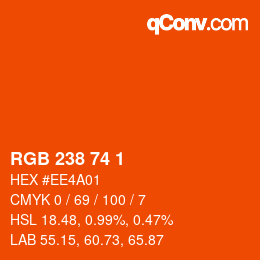 Color code: RGB 238 74 1 | qconv.com