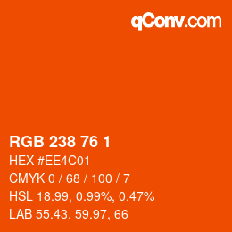 Farbcode: RGB 238 76 1 | qconv.com