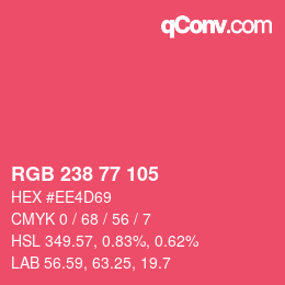 Color code: RGB 238 77 105 | qconv.com