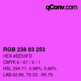 Color code: RGB 238 83 253 | qconv.com