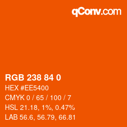 颜色代码: RGB 238 84 0 | qconv.com