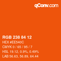 颜色代码: RGB 238 84 12 | qconv.com