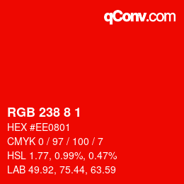 Color code: RGB 238 8 1 | qconv.com